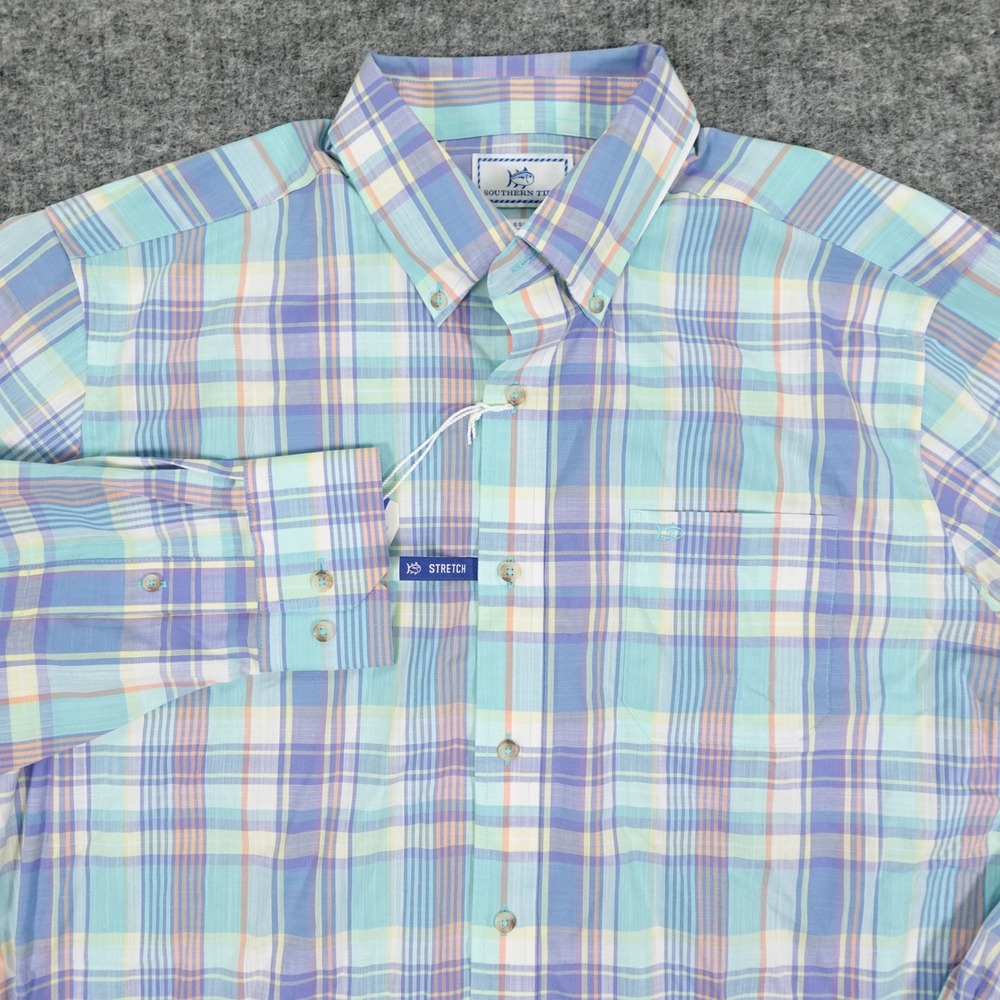 Southern‎ Tide Big Splash Sportshirt Mens Large Maui Blue Plaid Button Down LS
